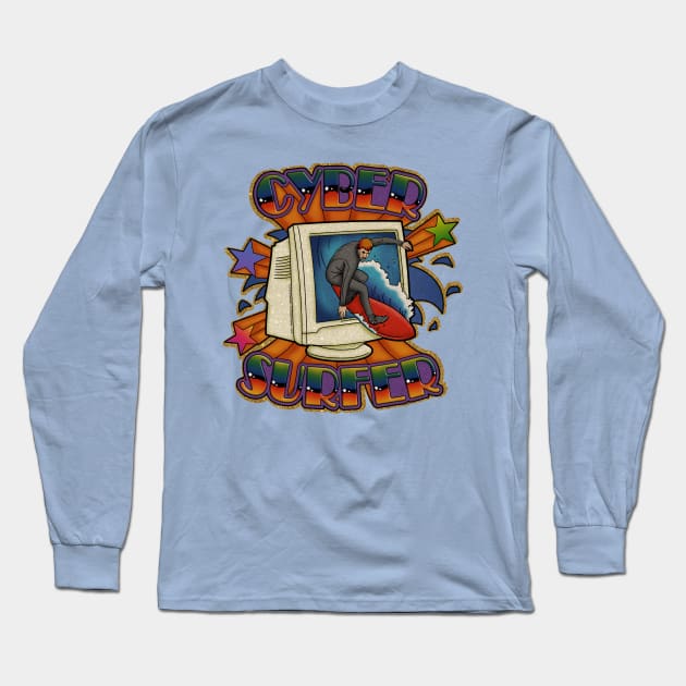 CYBER SURFER Long Sleeve T-Shirt by TeenageStepdad